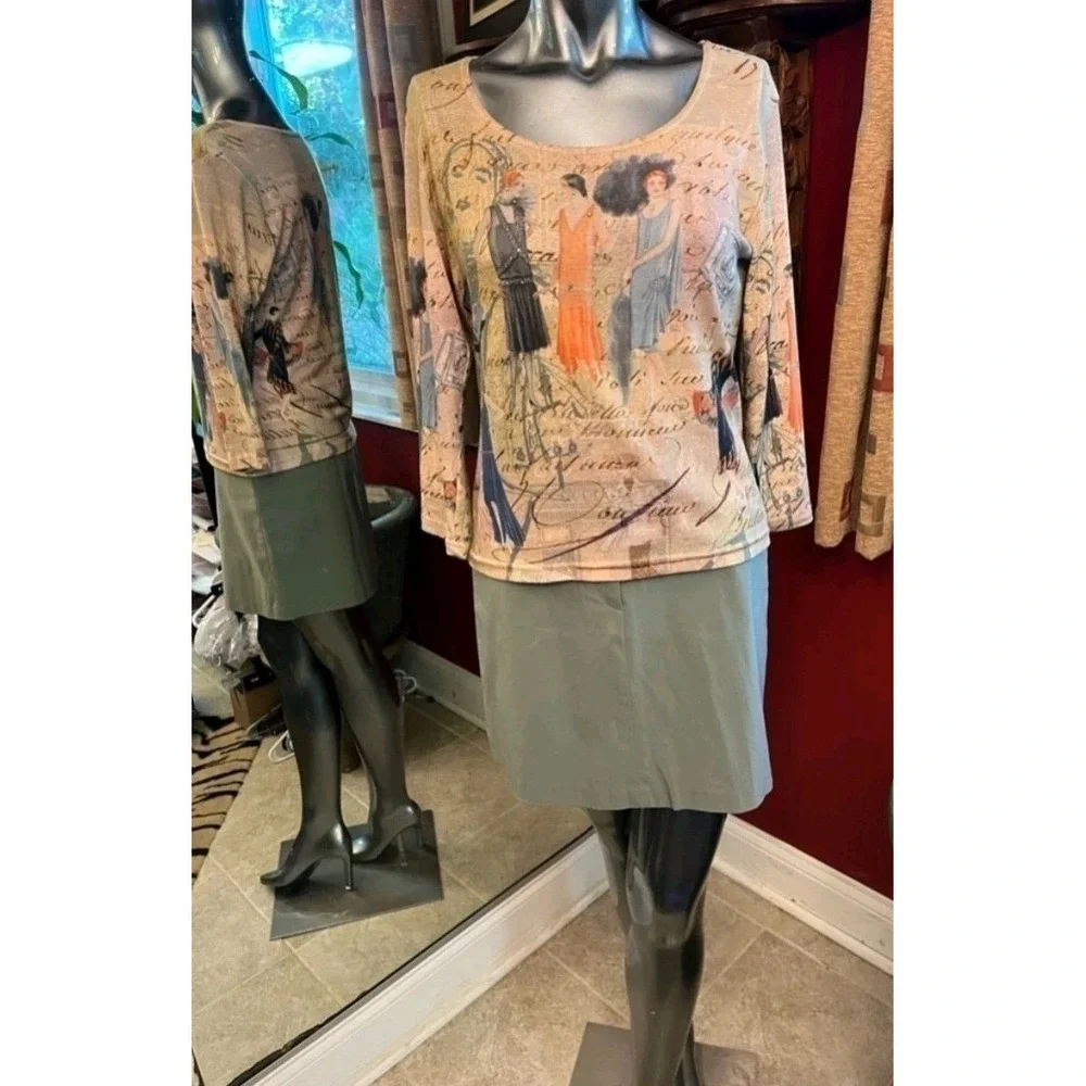 Vintage 90s Caché Olive Green Mini Skirt Size: 4 Chic, Preppy, Y2K, Classic NWOT